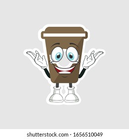 coffee cup cartoon characters design with expression. you can use for stickers, pins or patches