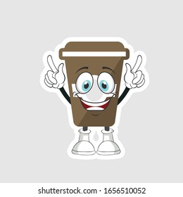 coffee cup cartoon characters design with expression. you can use for stickers, pins or patches