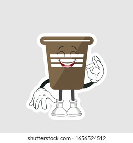 coffee cup cartoon characters design with expression. you can use for stickers, pins or patches