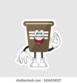 coffee cup cartoon characters design with expression. you can use for stickers, pins or patches