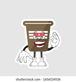 coffee cup cartoon characters design with expression. you can use for stickers, pins or patches