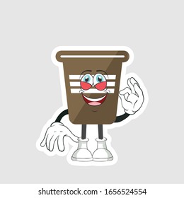 coffee cup cartoon characters design with expression. you can use for stickers, pins or patches