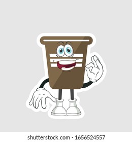 coffee cup cartoon characters design with expression. you can use for stickers, pins or patches