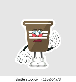 coffee cup cartoon characters design with expression. you can use for stickers, pins or patches