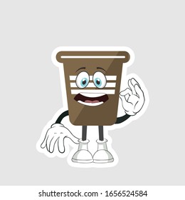 coffee cup cartoon characters design with expression. you can use for stickers, pins or patches