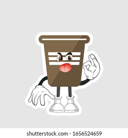 Kaffeetasse Cartoon Figuren Design mit Ausdruck. Sie können für Aufkleber, Stifte oder Pflaster verwenden