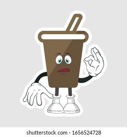 coffee cup cartoon characters design with expression. you can use for stickers, pins or patches