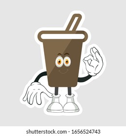 coffee cup cartoon characters design with expression. you can use for stickers, pins or patches