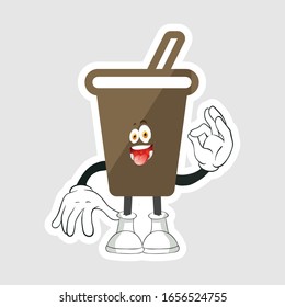 coffee cup cartoon characters design with expression. you can use for stickers, pins or patches