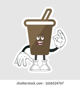 coffee cup cartoon characters design with expression. you can use for stickers, pins or patches