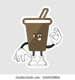 coffee cup cartoon characters design with expression. you can use for stickers, pins or patches