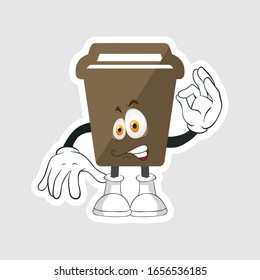 coffee cup cartoon characters design with expression. you can use for stickers, pins or patches