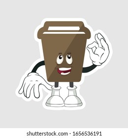 coffee cup cartoon characters design with expression. you can use for stickers, pins or patches