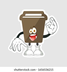 coffee cup cartoon characters design with expression. you can use for stickers, pins or patches