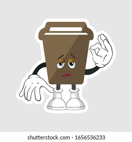 coffee cup cartoon characters design with expression. you can use for stickers, pins or patches