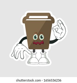 coffee cup cartoon characters design with expression. you can use for stickers, pins or patches