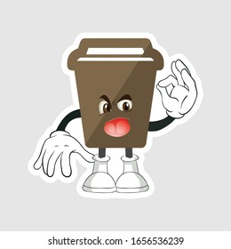 coffee cup cartoon characters design with expression. you can use for stickers, pins or patches