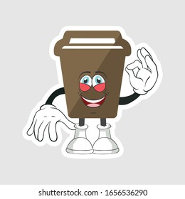 coffee cup cartoon characters design with expression. you can use for stickers, pins or patches