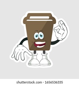 coffee cup cartoon characters design with expression. you can use for stickers, pins or patches