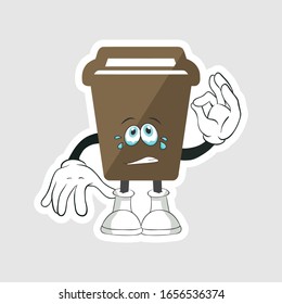 coffee cup cartoon characters design with expression. you can use for stickers, pins or patches