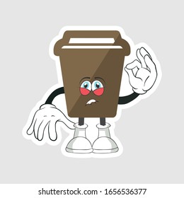 coffee cup cartoon characters design with expression. you can use for stickers, pins or patches