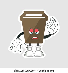 coffee cup cartoon characters design with expression. you can use for stickers, pins or patches