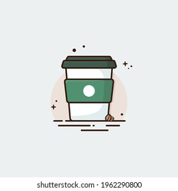 Coffee cup caricatura arte plano vector diseño gráfico logo para el menú de café cartel pancarta flyer colección de alimentos y bebidas