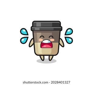 coffee cup cartoon illustration with crying gesture , cute style design for t shirt, sticker, logo element