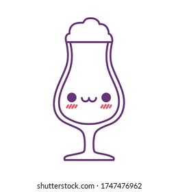 coffee cup cartoon line style icon design, Kawaii food cute expression character funny and emoticon theme Vector illustration