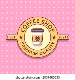 Etiqueta de insignia plana con el logotipo de la Copa de café.
