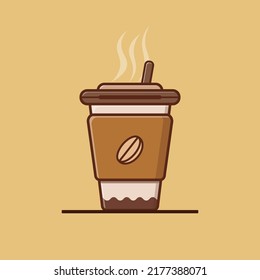 Coffee cup cartoon logo illustration. Fast food drink icon. Drink design for business