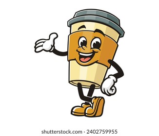 Coffee cup cartoon mascot illustration character vector clip art
