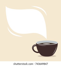 Coffee cup cartoon vector. free space for text.