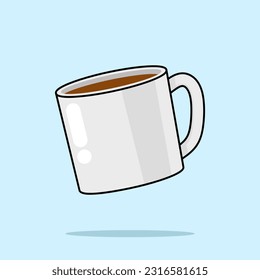 Coffee Cup Cartoon Vector Icon Illustration. Chocolate Drink Beverage Icon Concept Isolated Premium Vector. Flat Cartoon Style