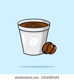 Coffee Cup Cartoon Vector Icon Illustration. Drink Beverage Icon Concept Isolated Premium Vector. Flat Cartoon Style