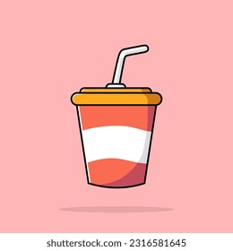 Coffee Cup Cartoon Vector Icon Illustration. Drink Beverage Icon Concept Isolated Premium Vector. Flat Cartoon Style