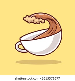 Coffee In Cup Cartoon Vector Icon Illustration. Drink Food Icon Concept Isolated Premium Vector. Flat Cartoon Style