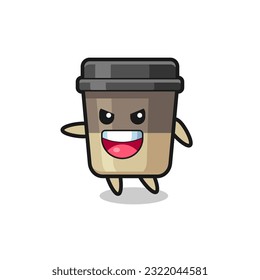 coffee cup cartoon with very excited pose , cute style design for t shirt, sticker, logo element