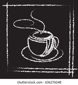 Coffee Cup chalk charcoal. Vector illustration.