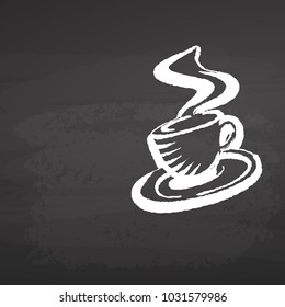 Coffee Cup Chalkboard Sketch. Concept Vector Artwork with copy Space. Ideal for Food Price Labeling and Poster Layouts.