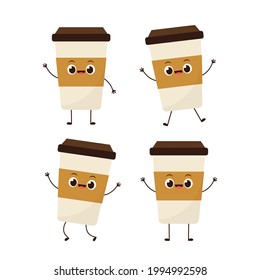 Coffee cup character design. Coffee cup vector.