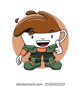 coffee cup character illustration with hand drawn style