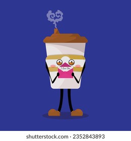 coffee cup character vector illustration