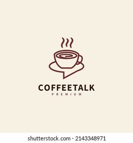 Coffee-Cup-Chat-Logo-Design mit Monoline-Konzept für Ihr Café-Geschäft oder für all Ihre Ideen