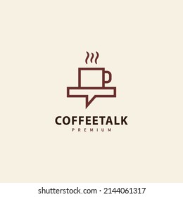 Coffee cup chat talk logo design with monoline style concept for your coffee shop business or for all your ideas