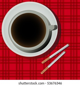 Coffee cup and cigarettes illustration