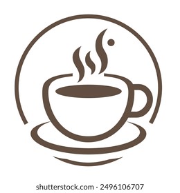 Coffee Cup Circle Logo. Vector Illustration EPS10