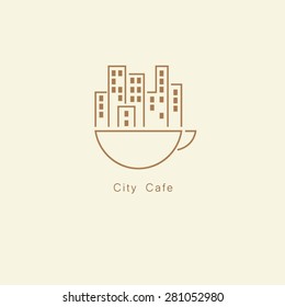 Coffee cup with city logo vector.