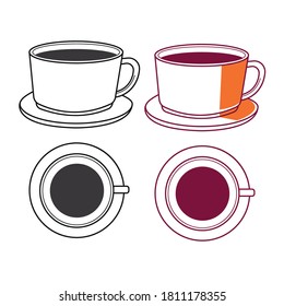 Coffee Cup Classic Flat Vector Image for Icon, Sticker and Illustration