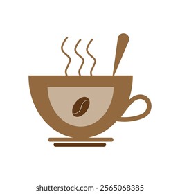 Coffee cup clipart design, a cup of hot coffee with beans, mug icon, hot tea cup symbol with steam sign, coffee mug steamy, Vector icon, coffee cup icon,
 clipart illustration,